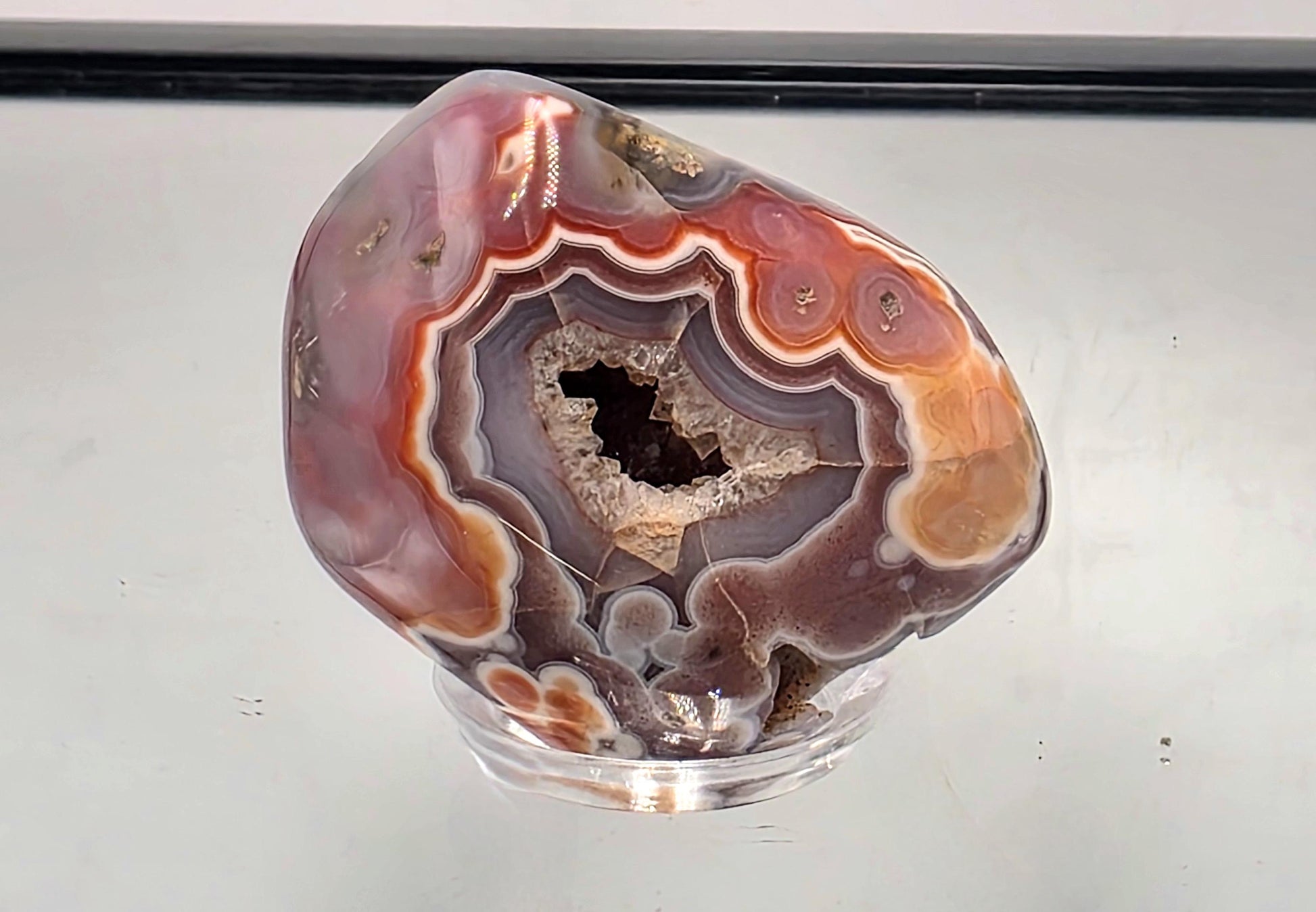 Decorative Malawi Agate polished display crystal.