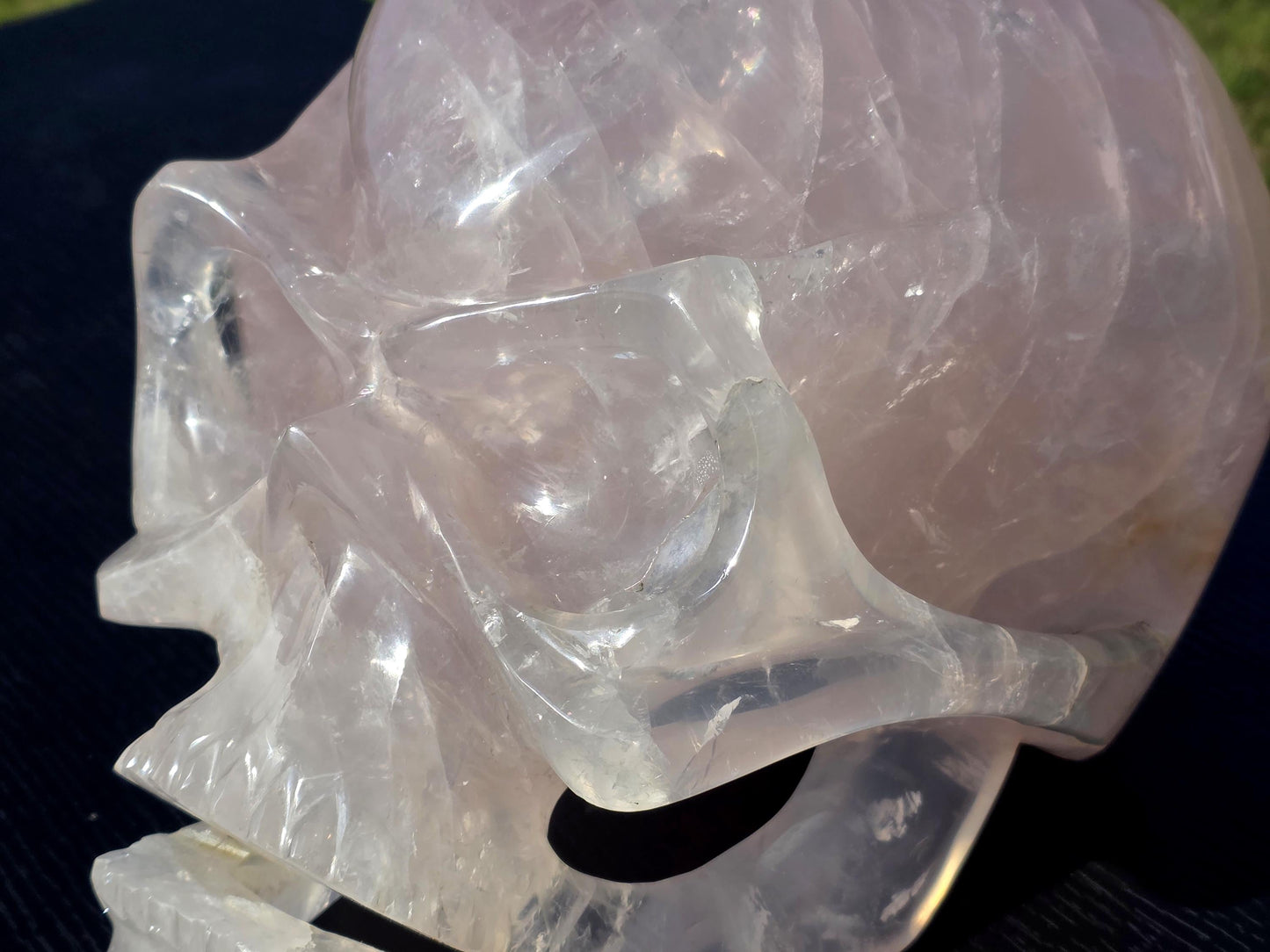 A deep pink Rose Quartz Skull for upscale home décor.