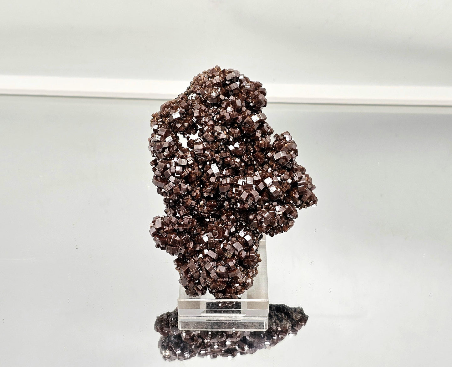Deep red chocolate Vanadinite mineral specimen for collectors.