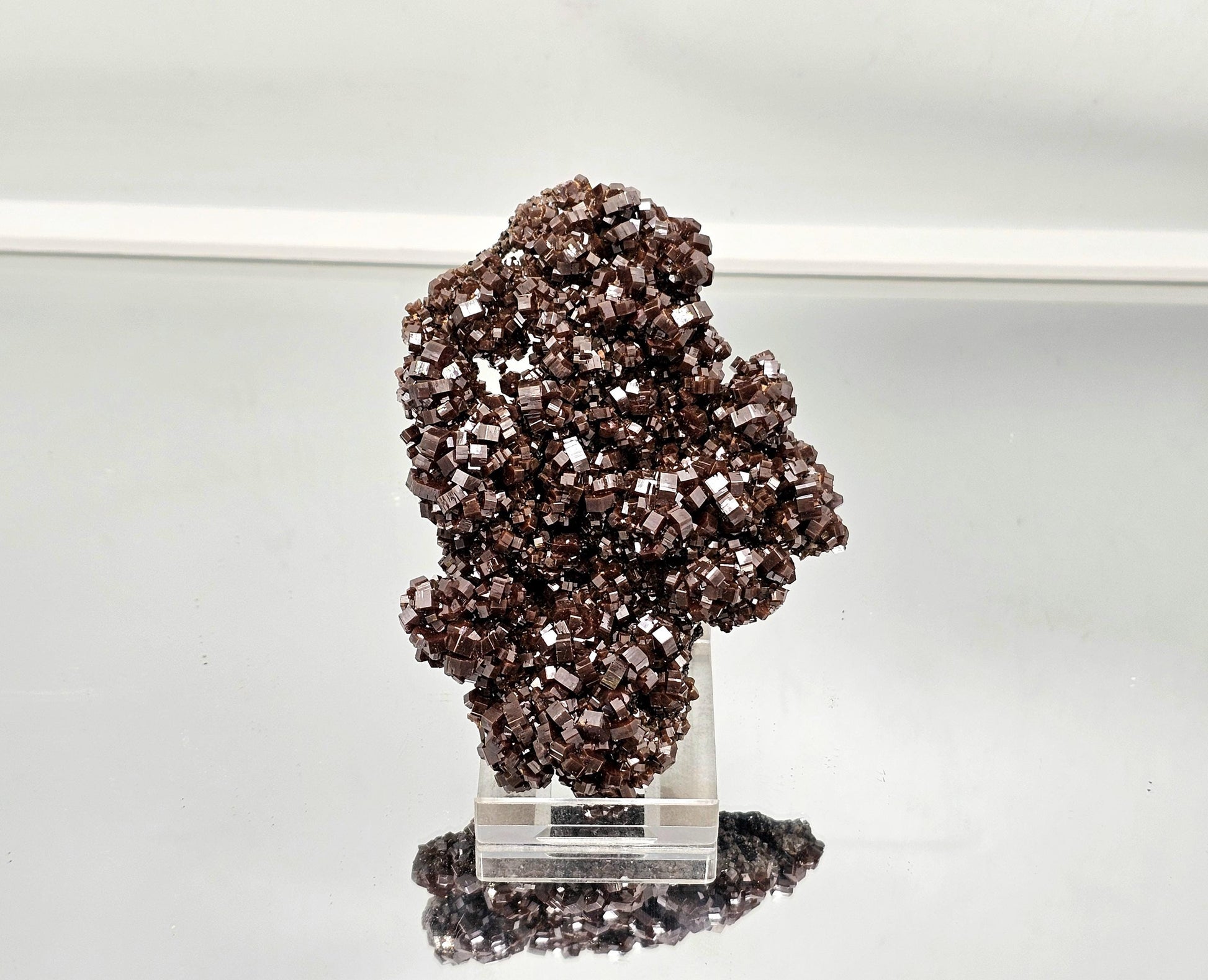 Deep red chocolate Vanadinite mineral specimen for collectors.
