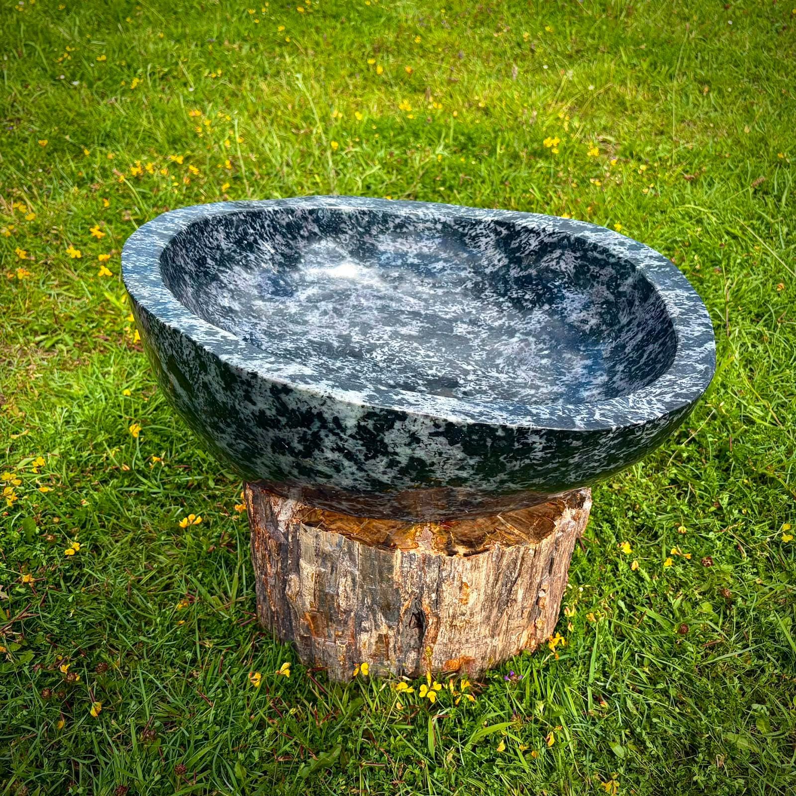 Designer crystal bowl with a broad sculptural form for luxury home décor 