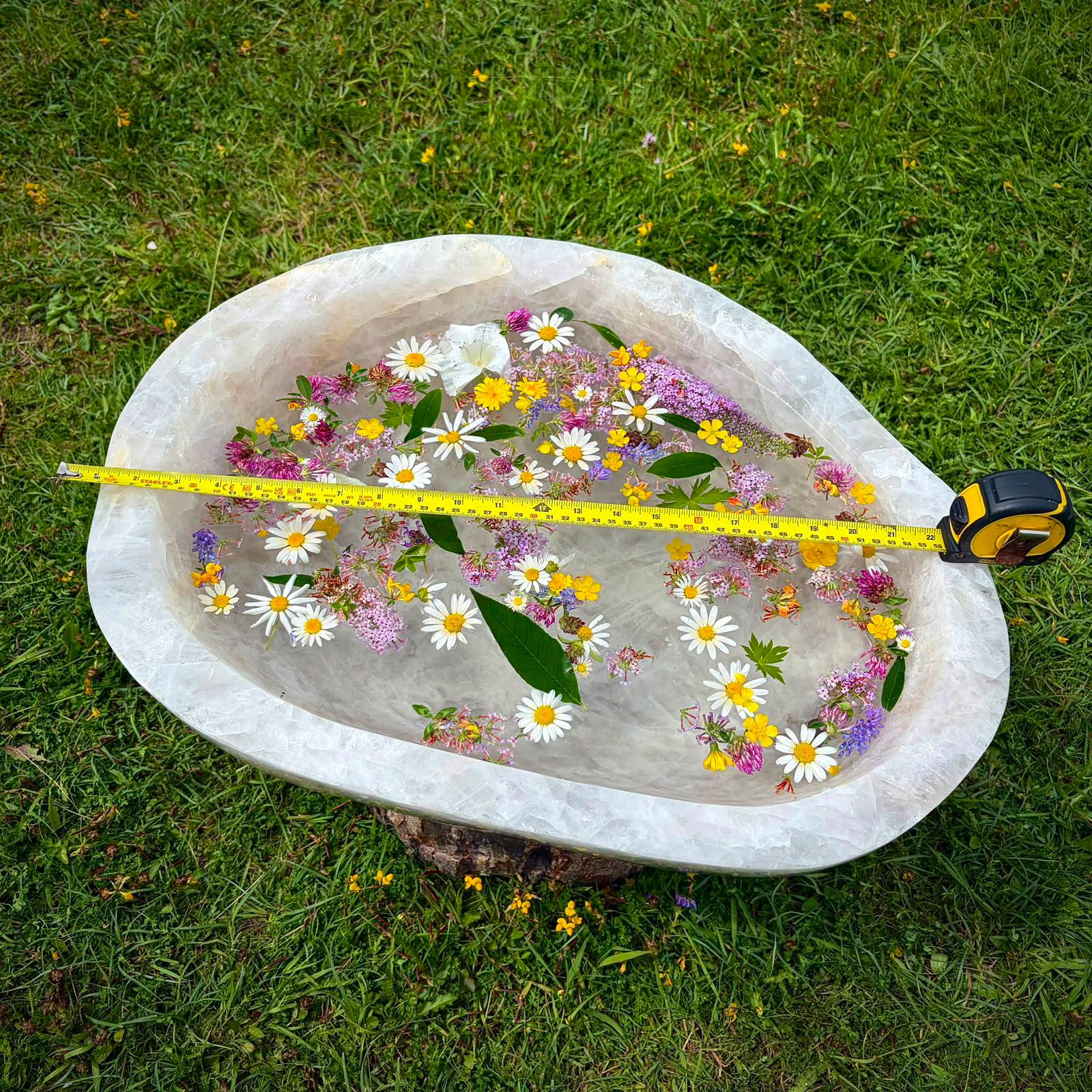 Designer natural Quartz bowl used as a statement centrepiece for an elegant interior.