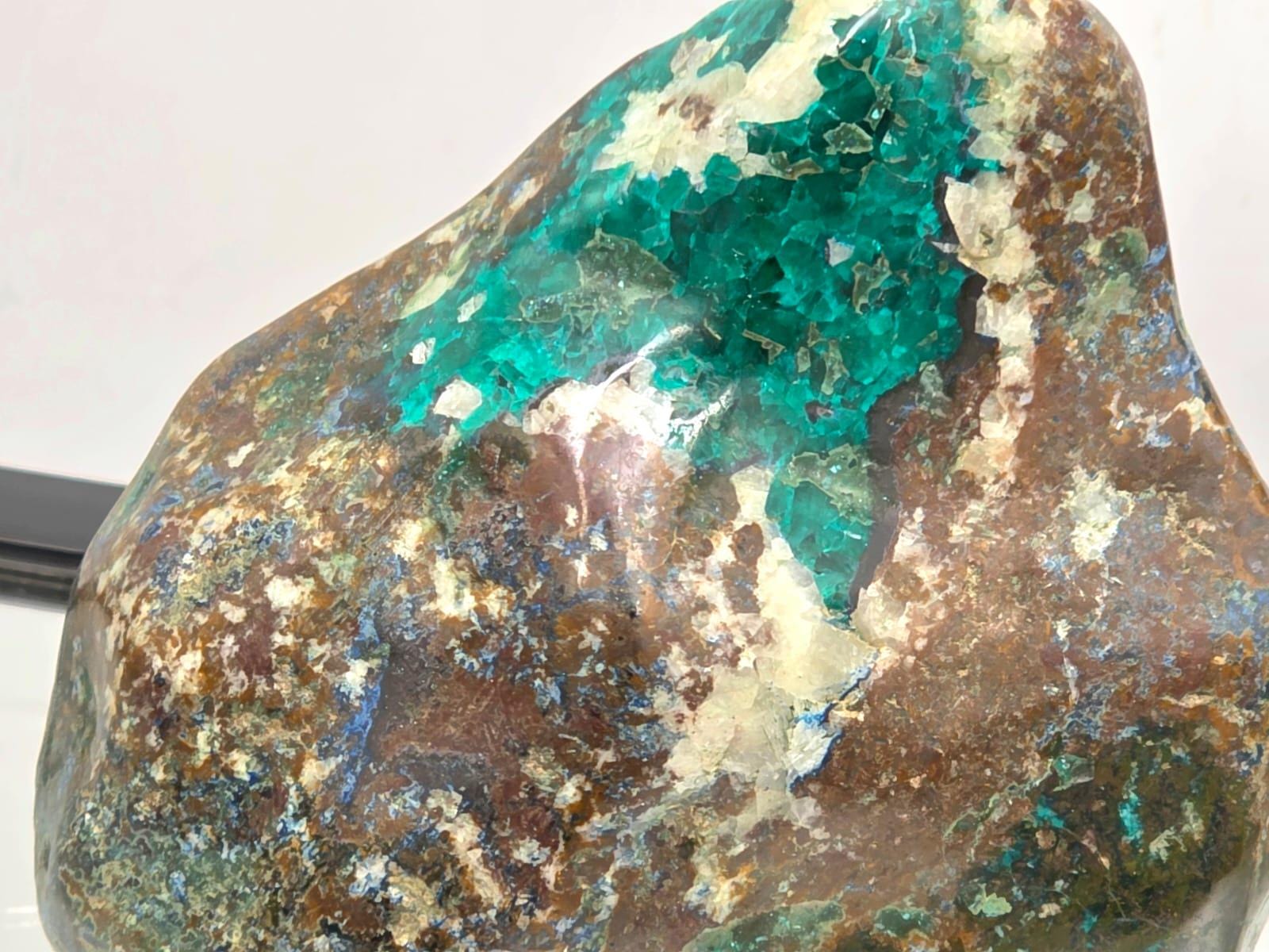Collector-grade polished dioptase mineral specimen
