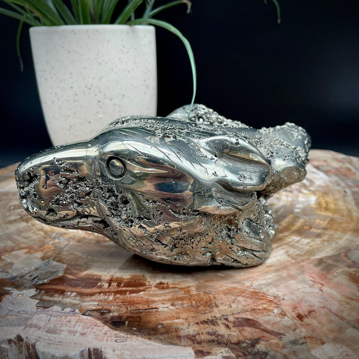Pyrite animal sculpture for dog lovers and crystal collectors