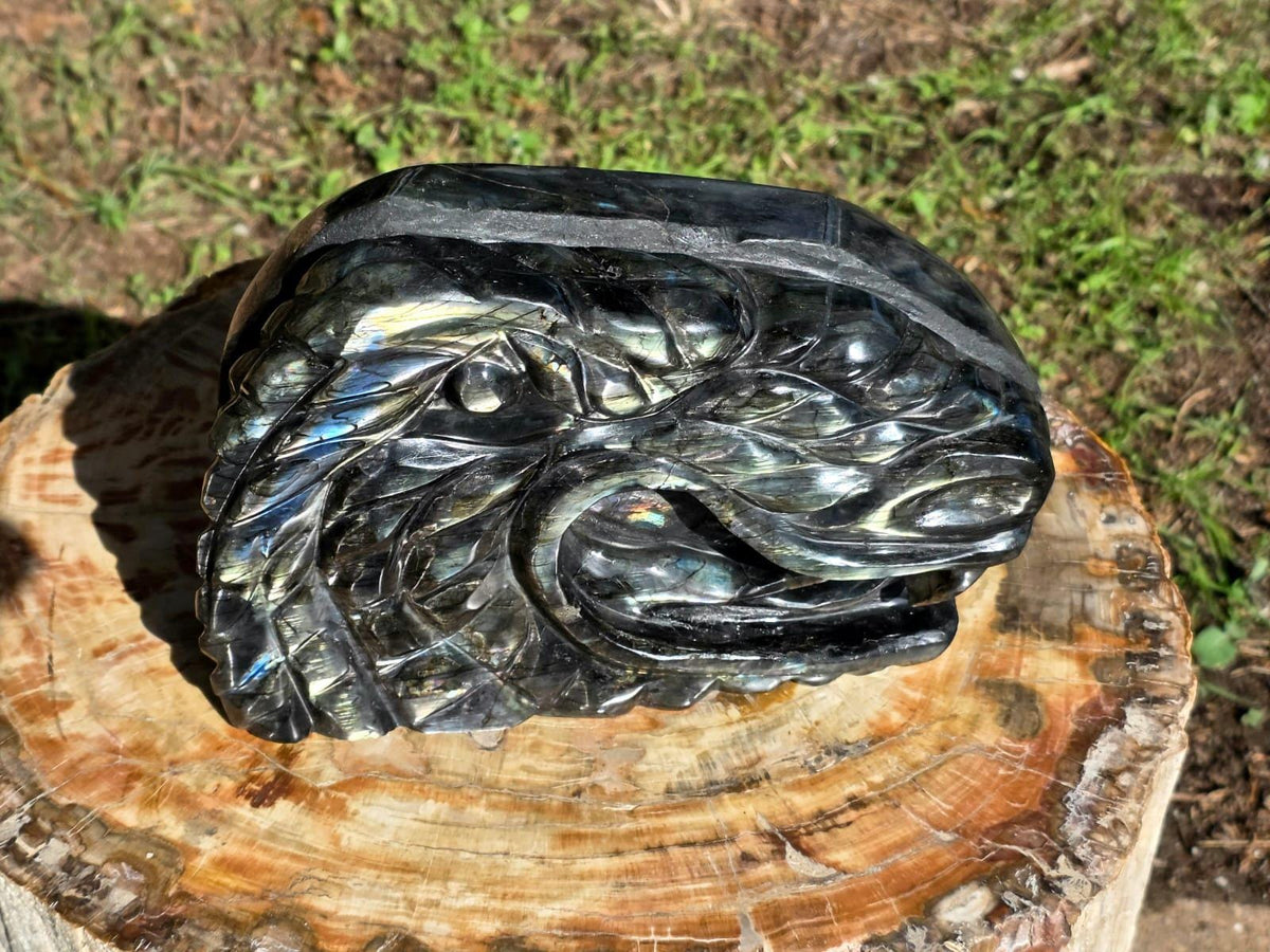 Labradorite Dragon crystal sculpture for collectors and unique gifting