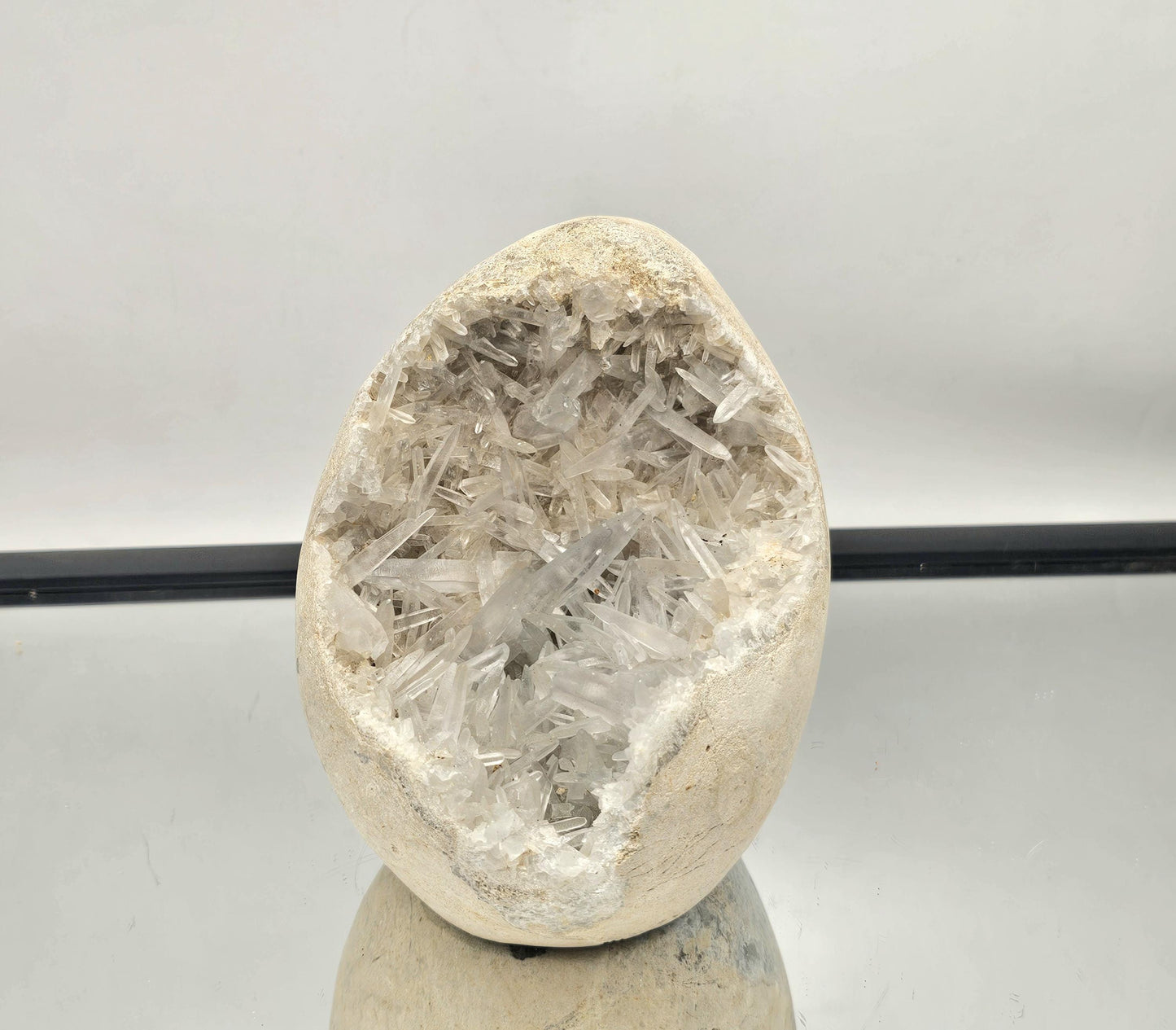 Exceptional Celestite Crystal Geode with intricate crystal points, sourced from Madagascar.