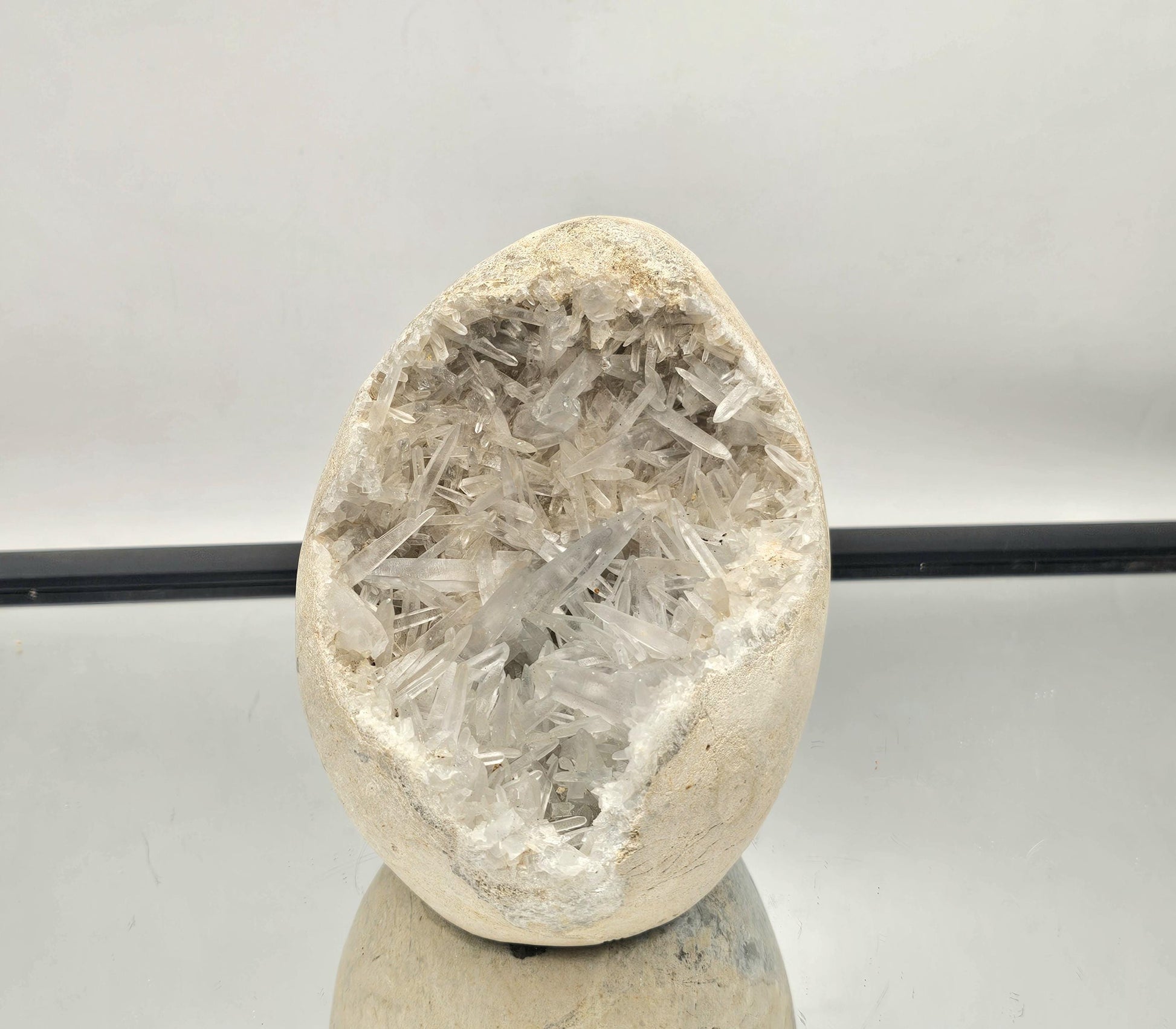 Exceptional Celestite Crystal Geode with intricate crystal points, sourced from Madagascar.