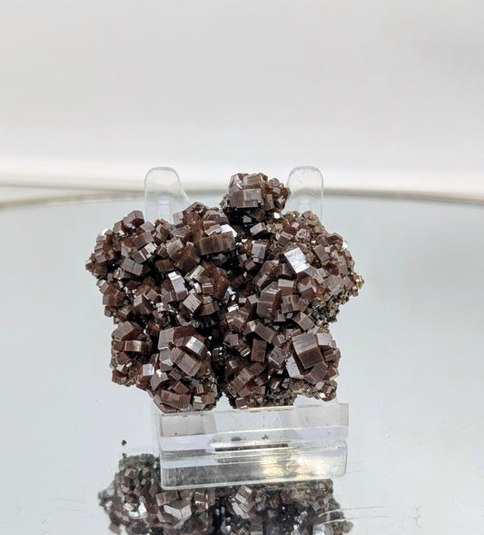 Exceptional vanadinite crystal specimen with dark  red formations