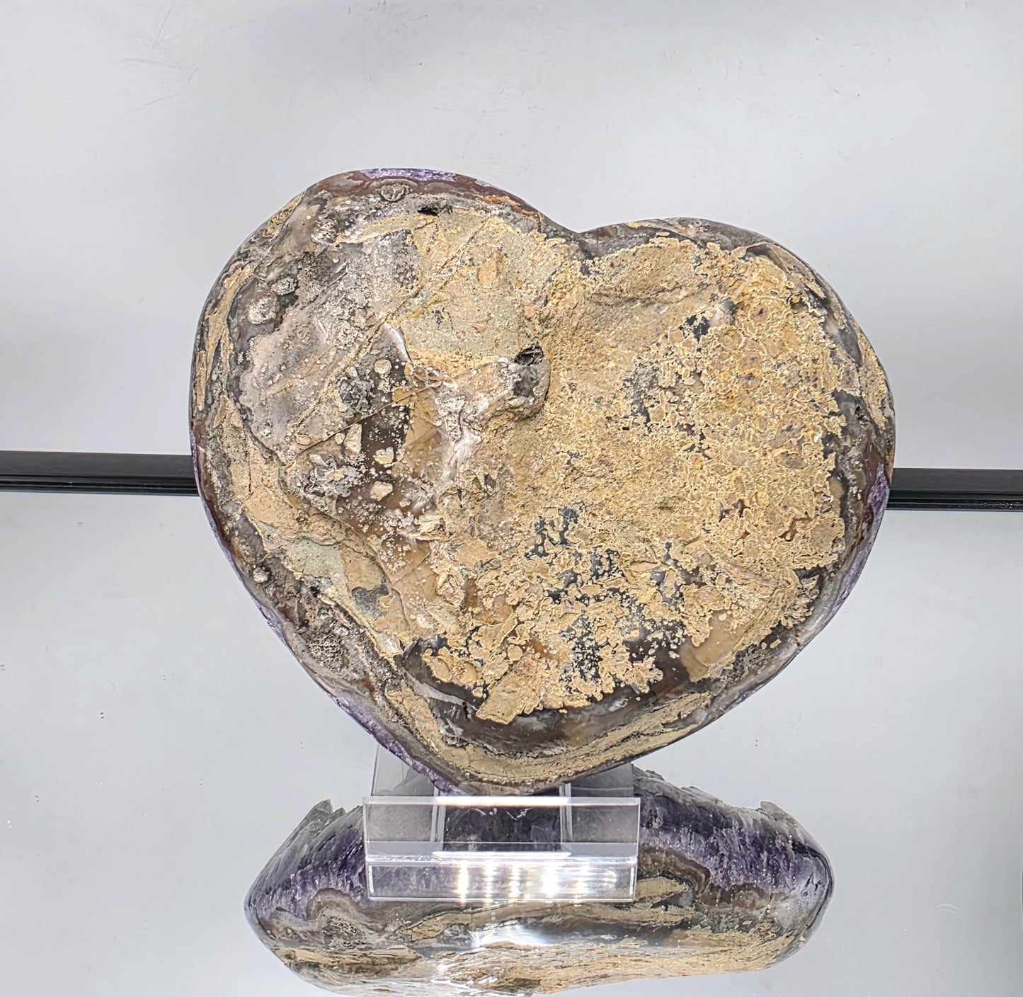 Extra Large Crystal Heart of Amethyst and Quartz