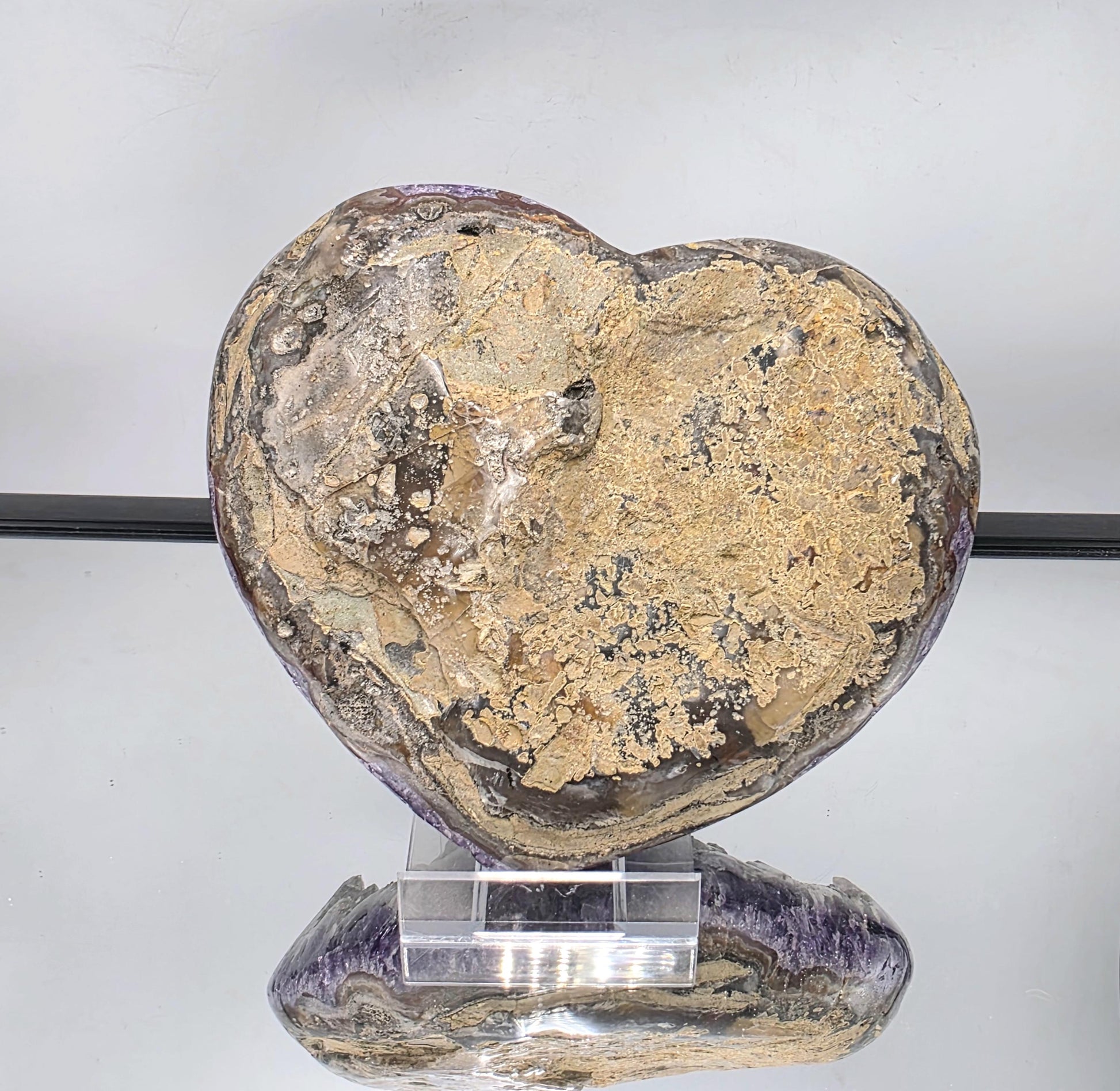 Extra Large Crystal Heart of Amethyst and Quartz