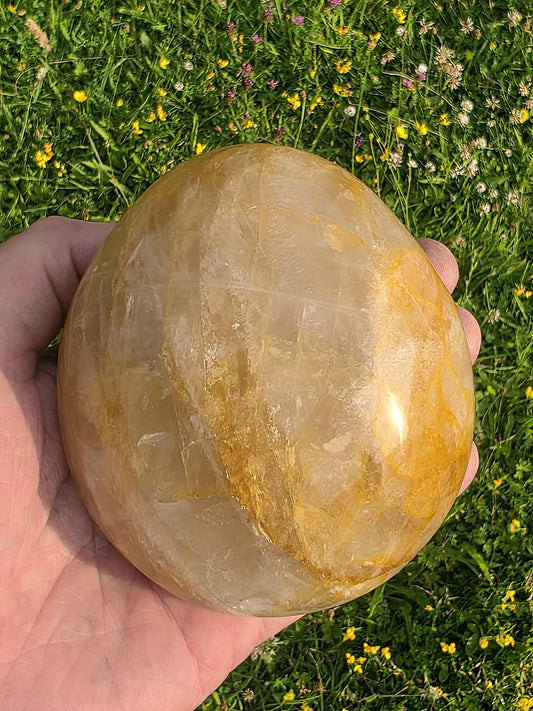 Extra large golden healer palmstone