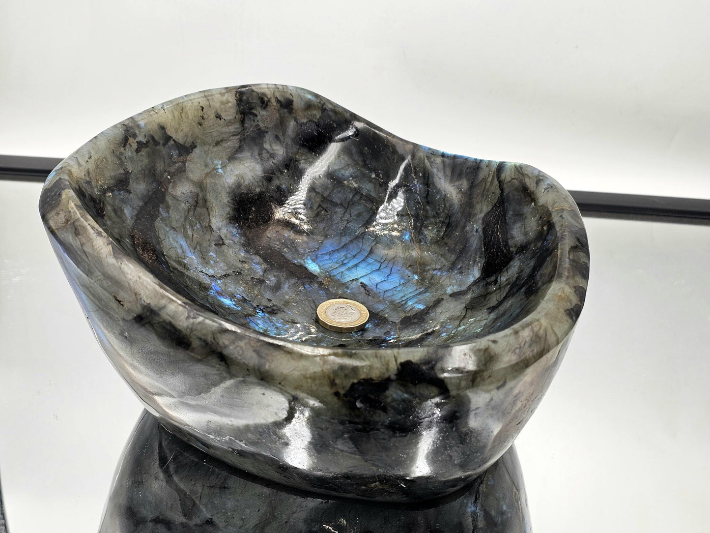 Statement Labradorite crystal bowl centerpiece for homes
