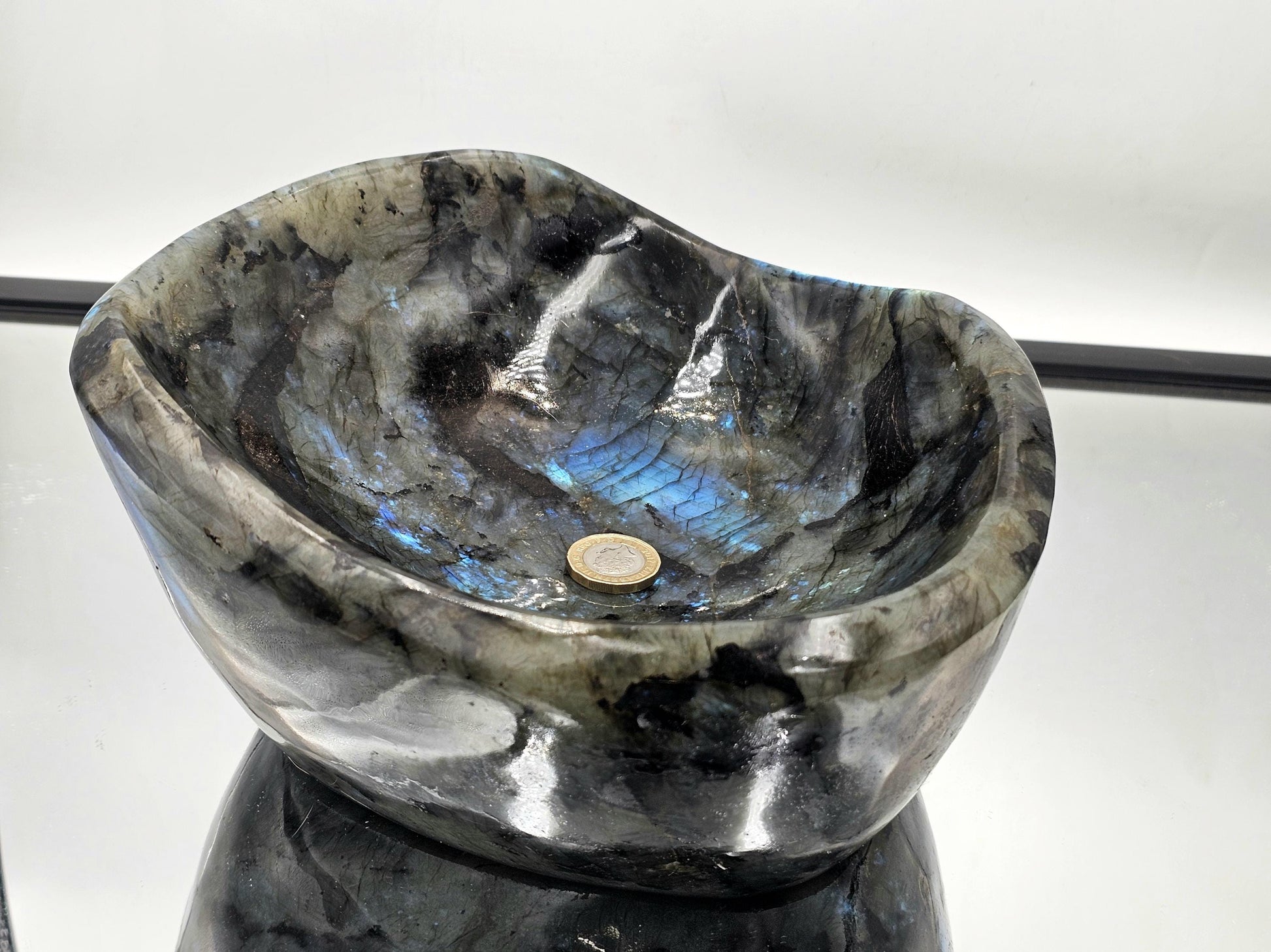 Statement Labradorite crystal bowl centerpiece for homes