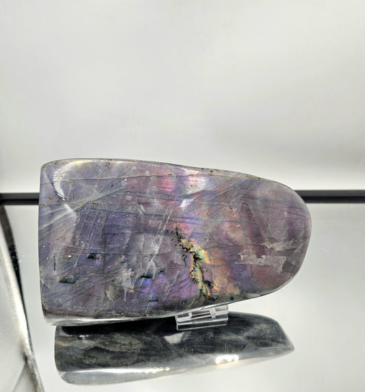 Extra large Purple Labradorite crystal with full flash from Madagascar.