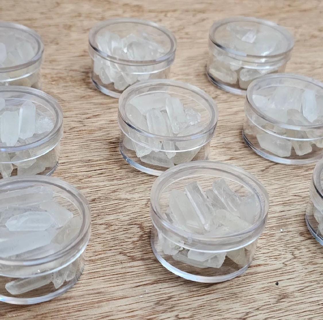 Extra small clear quartz crystal points from Minas Gerais, Brazil in display pot