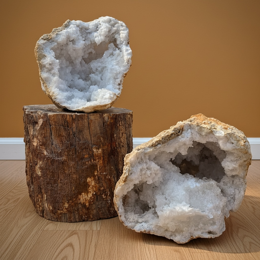 XL Quartz & Selenite Crystal Geode Pair 16kg #11