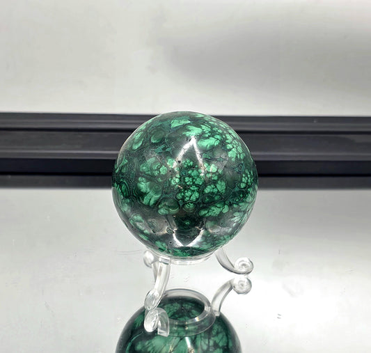 Flower malachite sphere with floral patterns