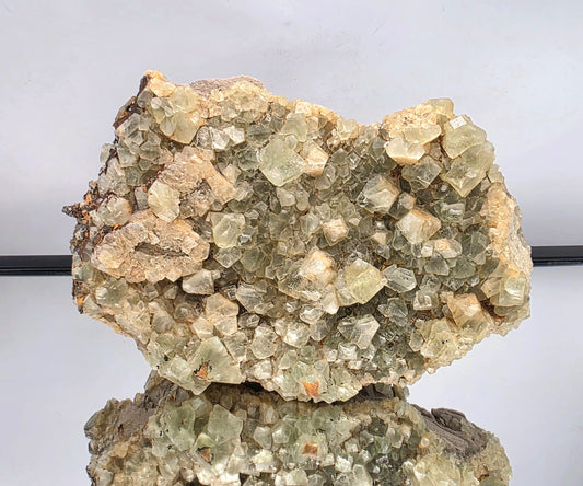 Large green fluorite crystal on natural matrix from Imilchil, Morocco – 2025 discovery specimen.