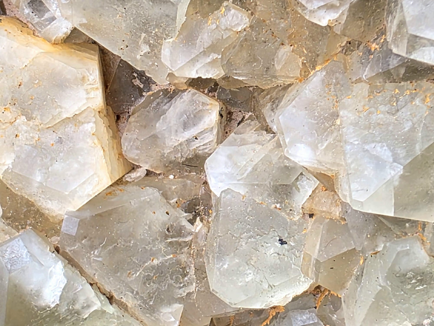 Moroccan fluorite showing rare octahedral crystal structure on host rock.
