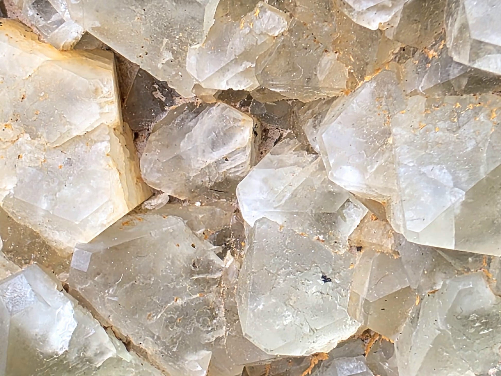 Moroccan fluorite showing rare octahedral crystal structure on host rock.