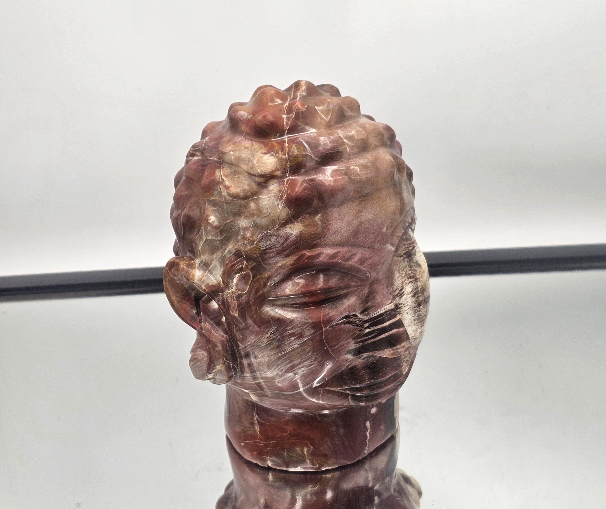 Large Fossil Wood Buddha Crystal Carving, hand-carved from Madagascar with excellent quality and detail.