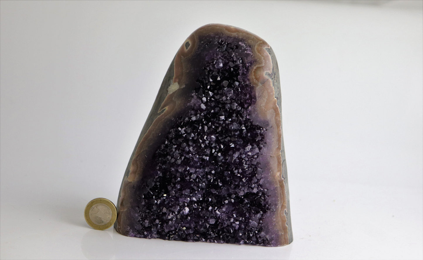 Freestanding Amethyst crystal styled in luxury interior décor