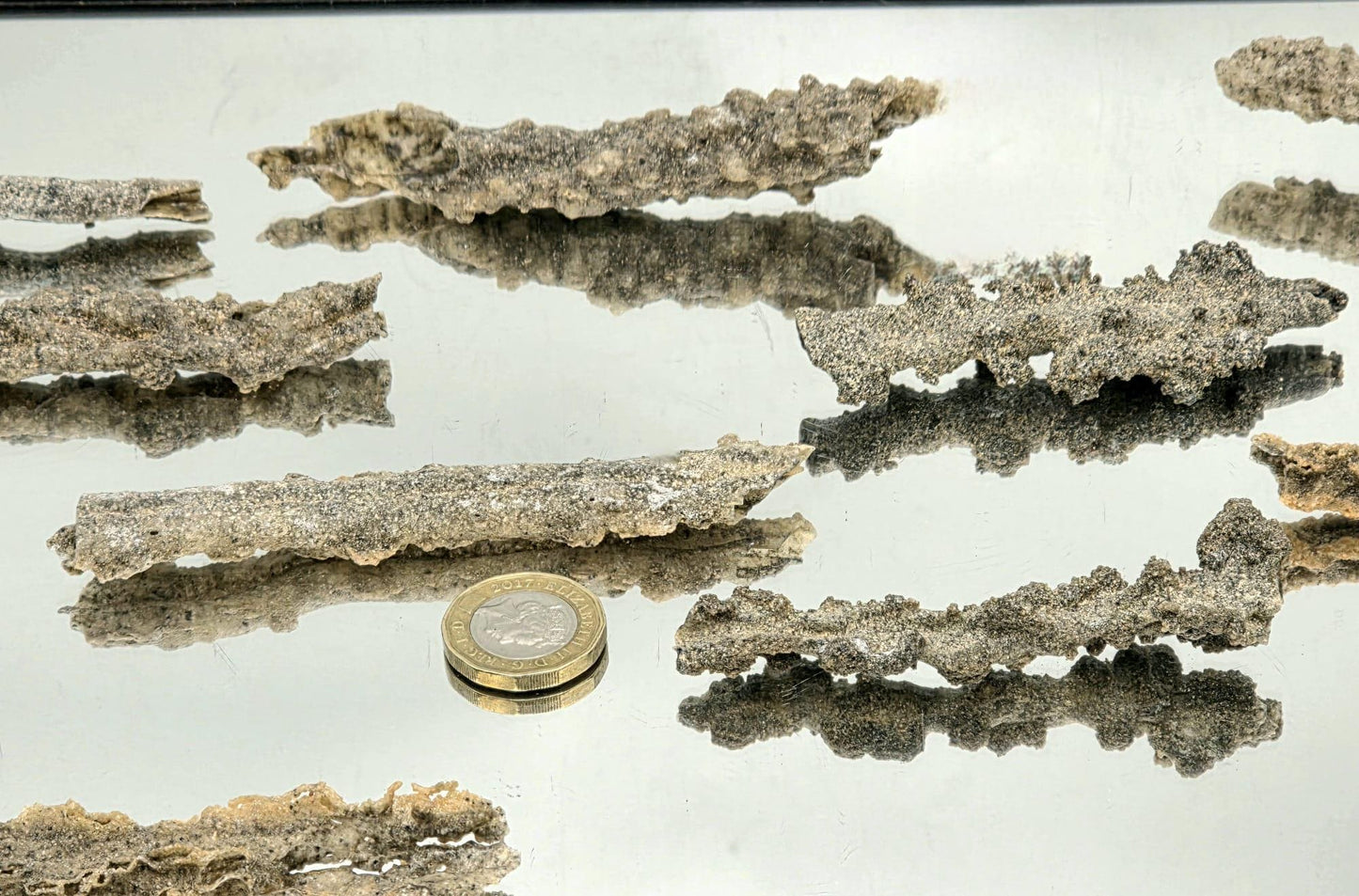 Fulgurite crystal formed by lightning striking sand