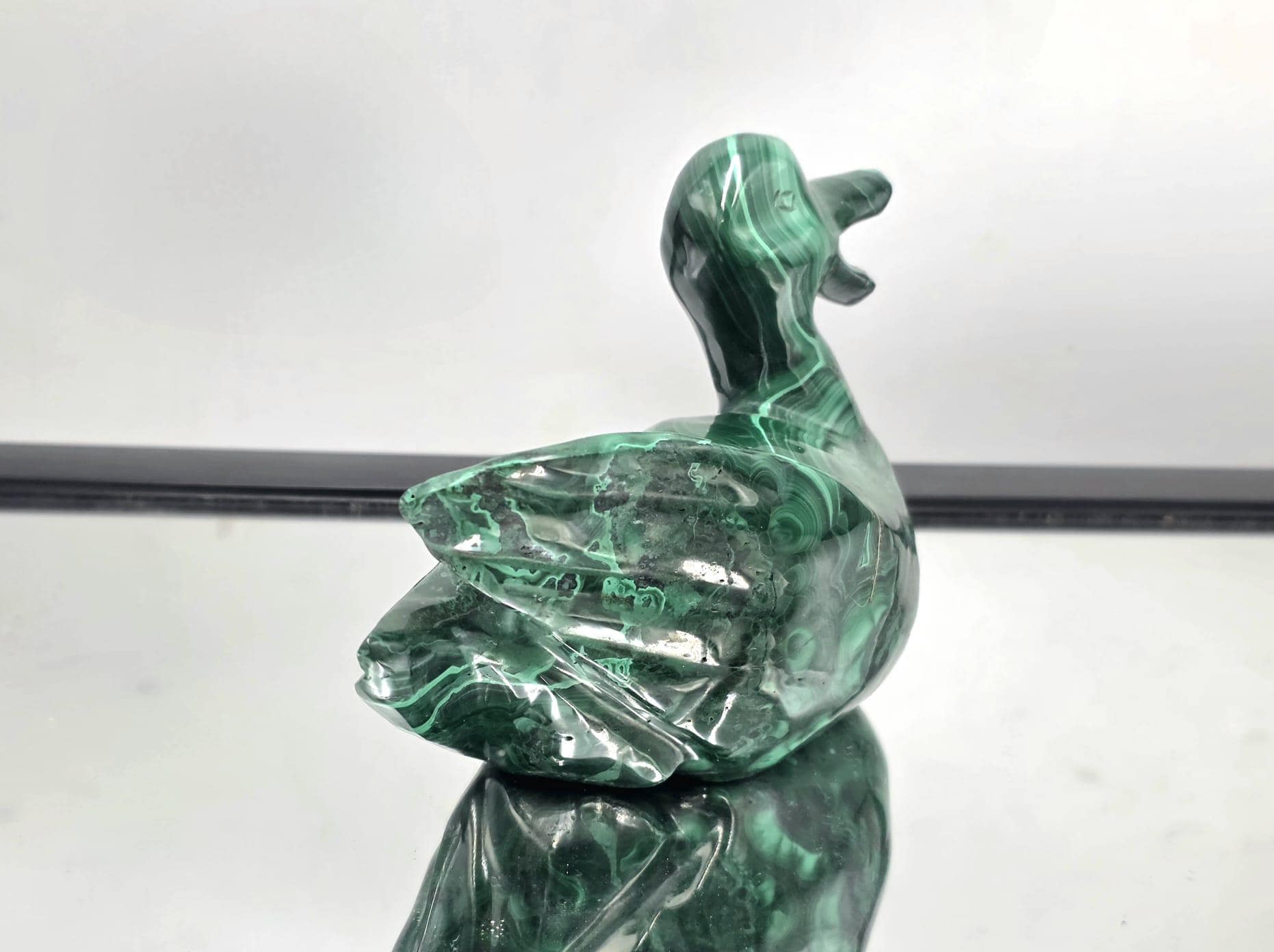 Genuine natural malachite duck crystal decoration
