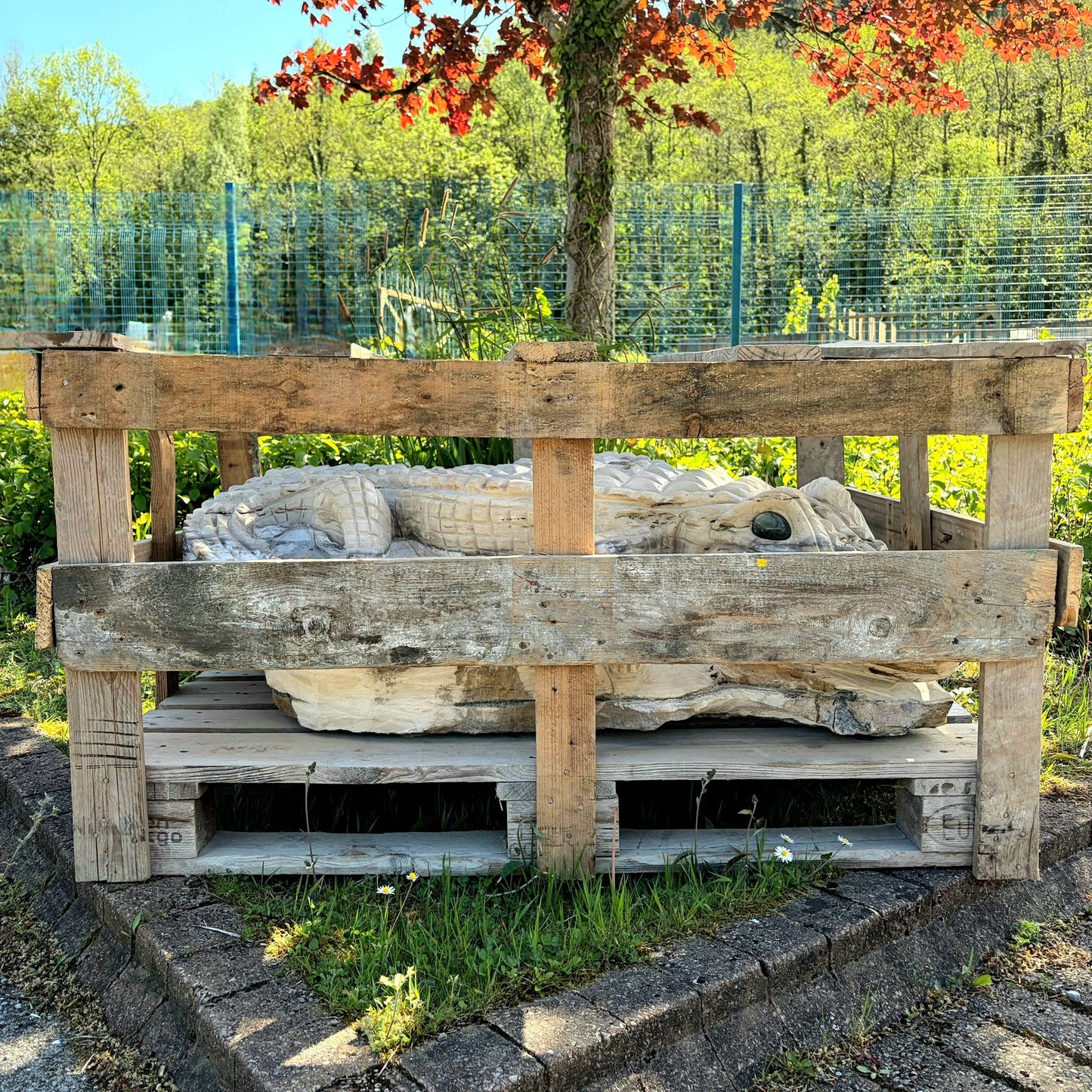 giant agate crocodile sculpture full view