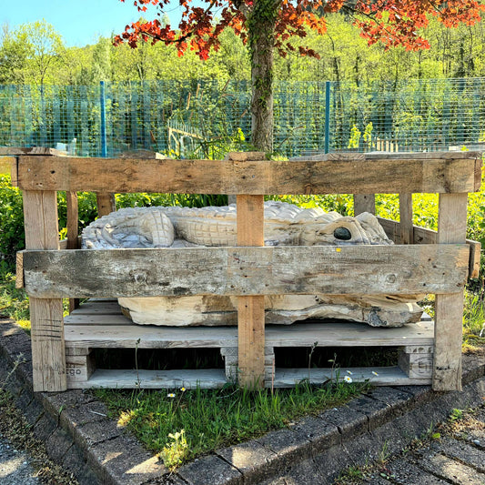 giant agate crocodile sculpture full view