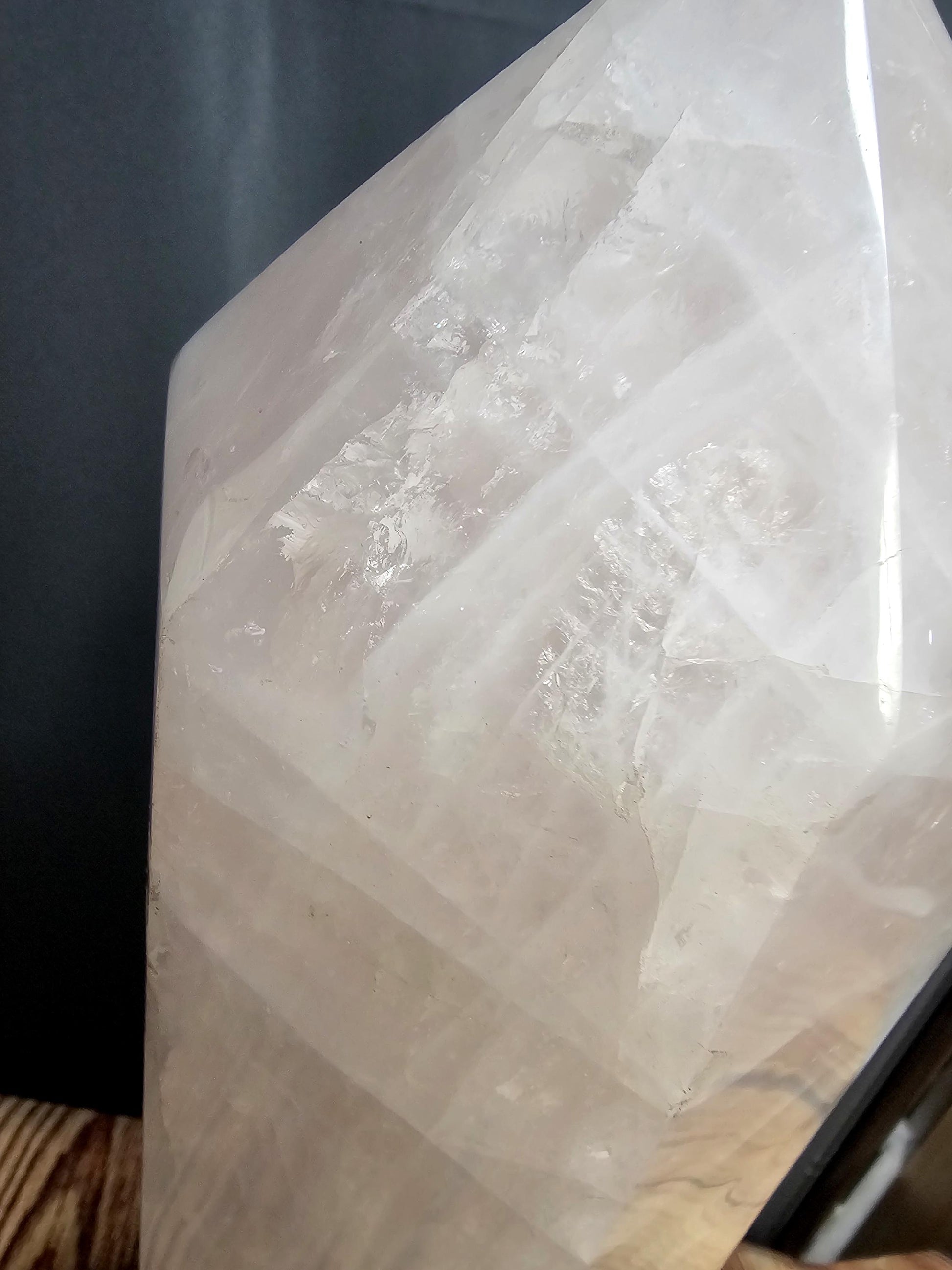 Large Rose Quartz Prism ideal for holistic and calming spaces.