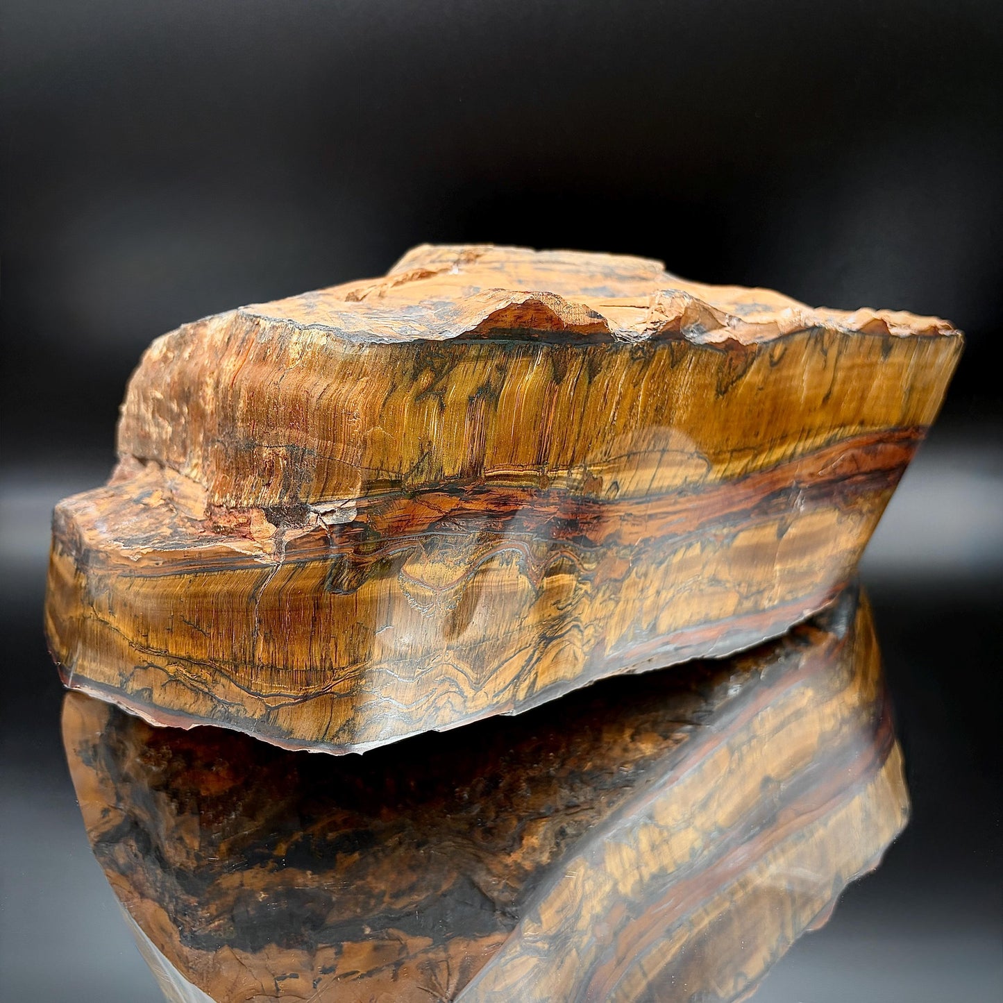 Giant Tigers Eye crystal statement piece with natural golden tones