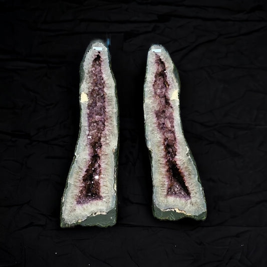 large amethyst church geode pair