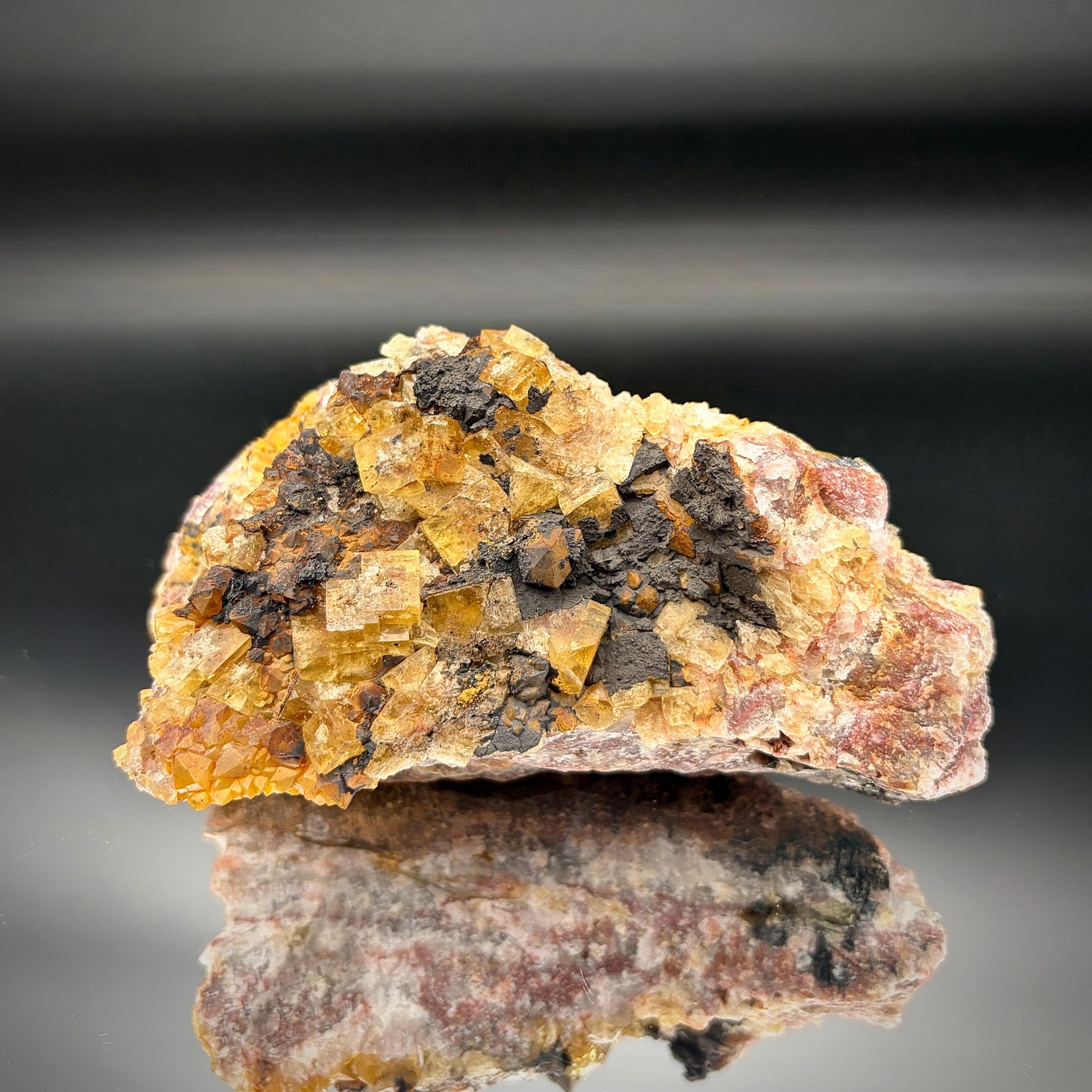 Natural Golden Fluorite collector specimen from Morocco.