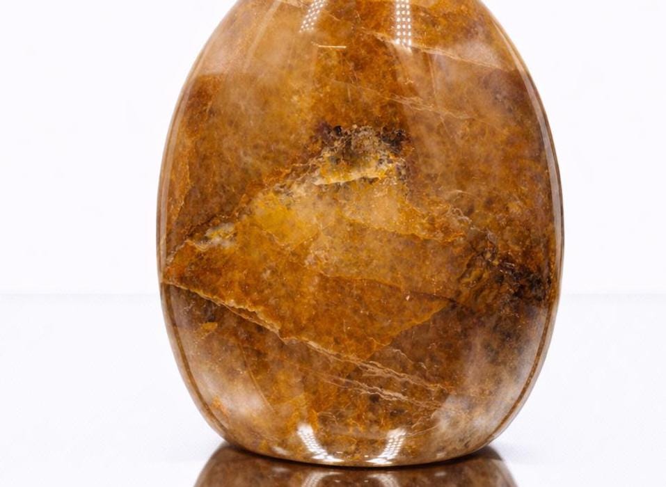 Close-up of Golden Healer Quartz crystal showing iron inclusions