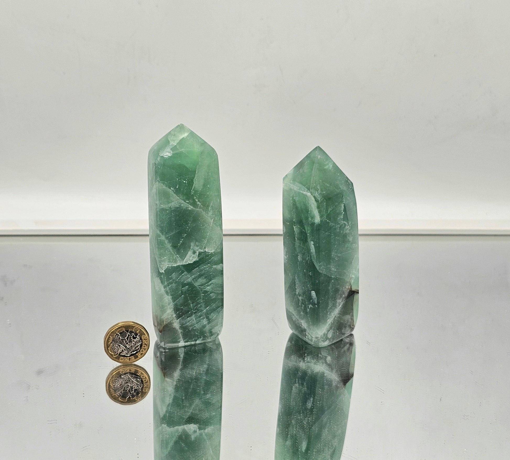 green fluorite crystal towers