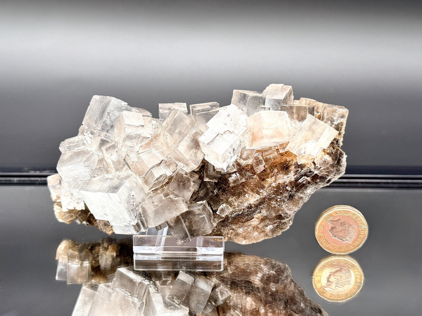 Halite crystal with natural cubic formation