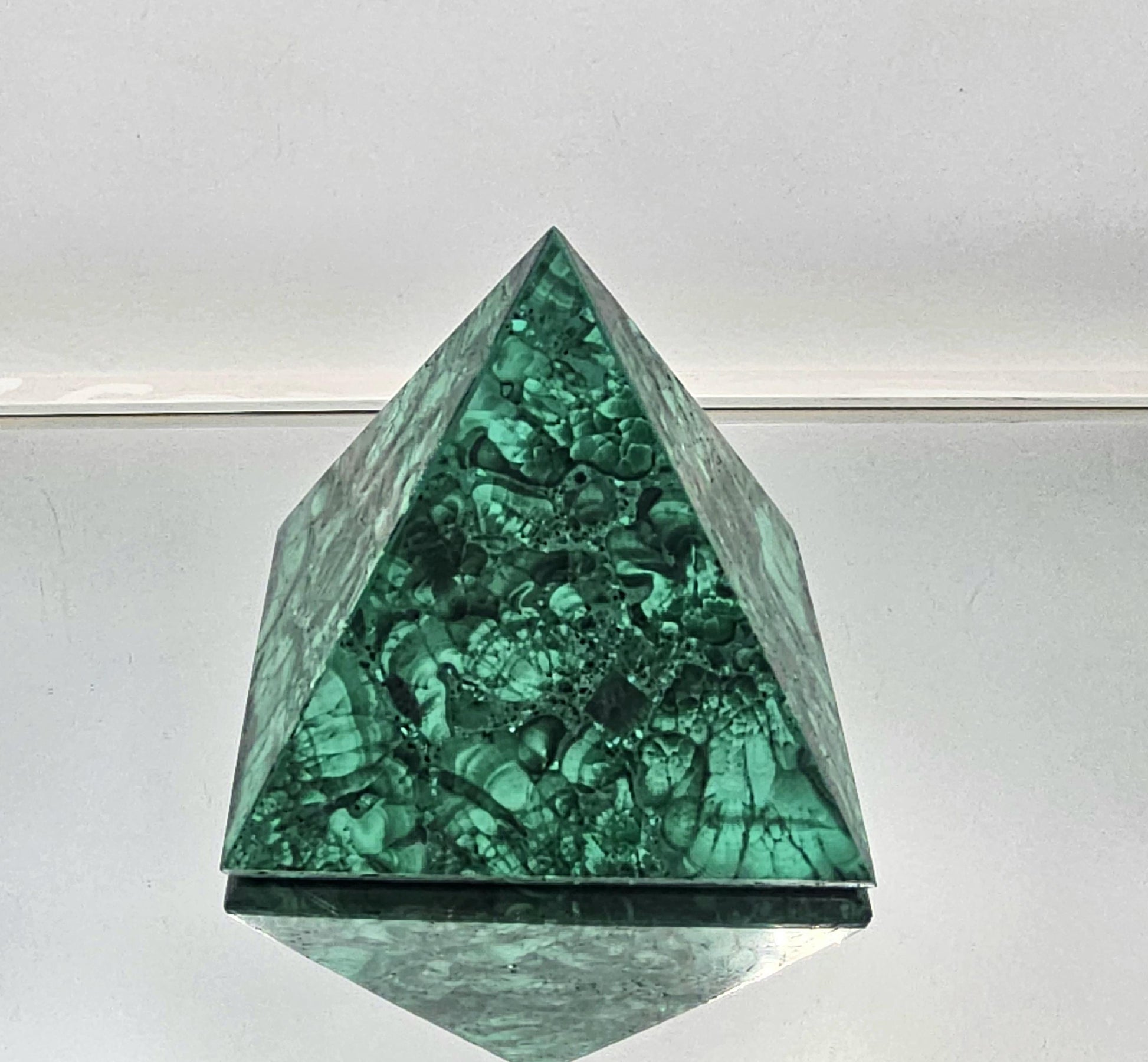 medium andcrafted malachite pyramid for bespoke interior styling.