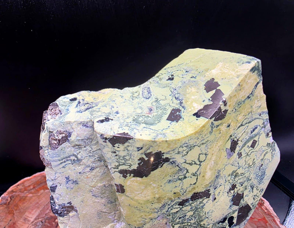 Healerite-type Green Serpentine with natural Pyrite inclusions
