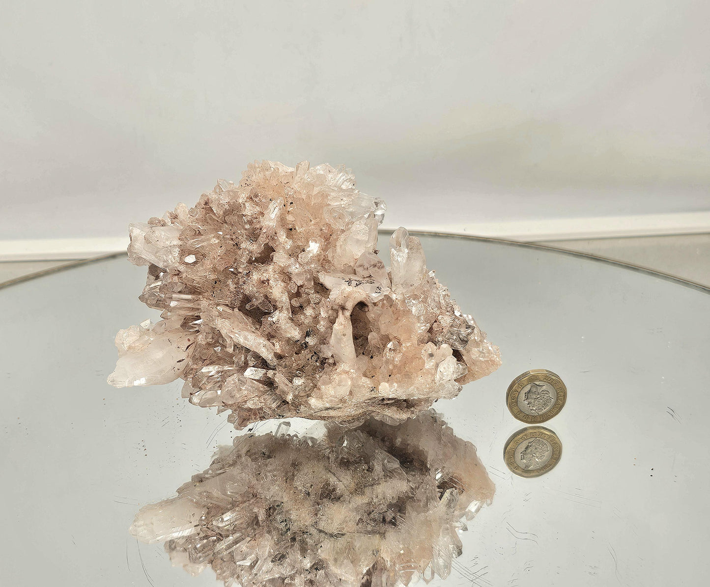 High-end pink Lemurian quartz display piece