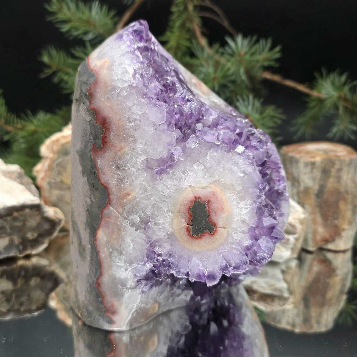 High-grade Amethyst freeform, a natural purple quartz mineral.