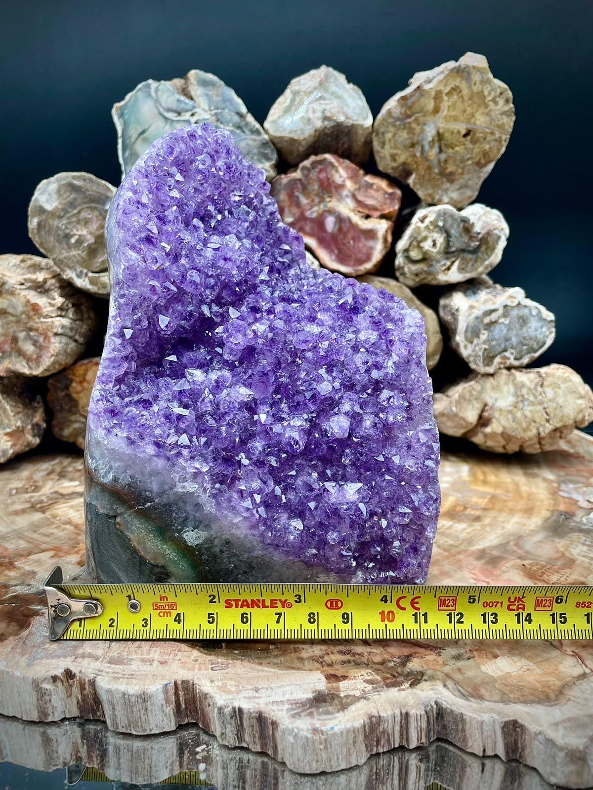 High-grade Uruguayan Amethyst crystal geode cut base