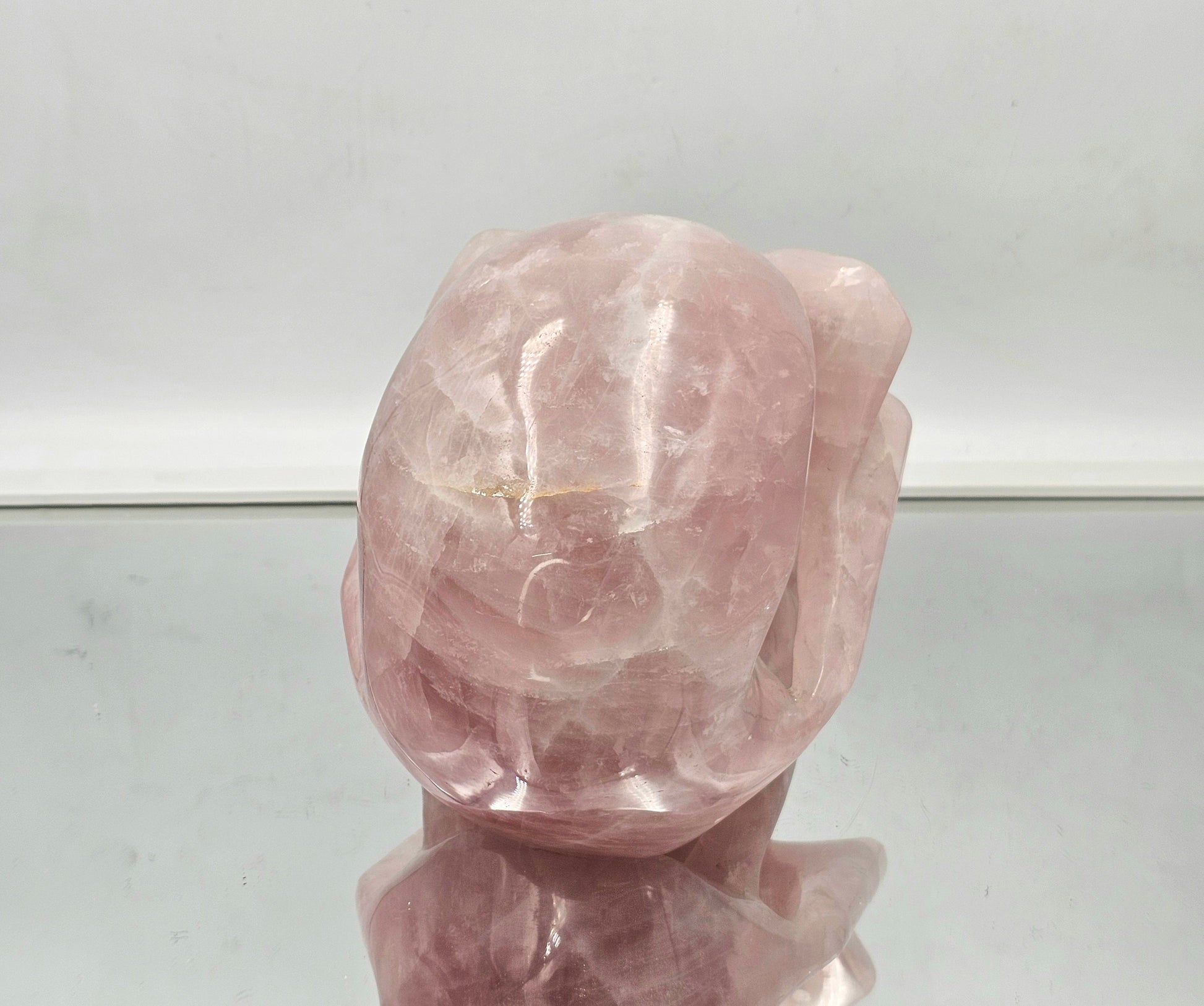 high quality large rose quart crystal skull