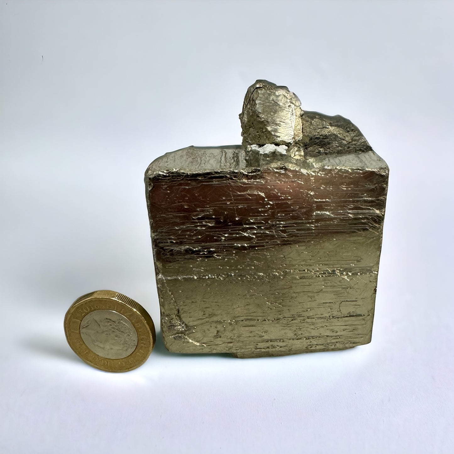1) Pyrite Crystal Cube With Mangano Calcite
