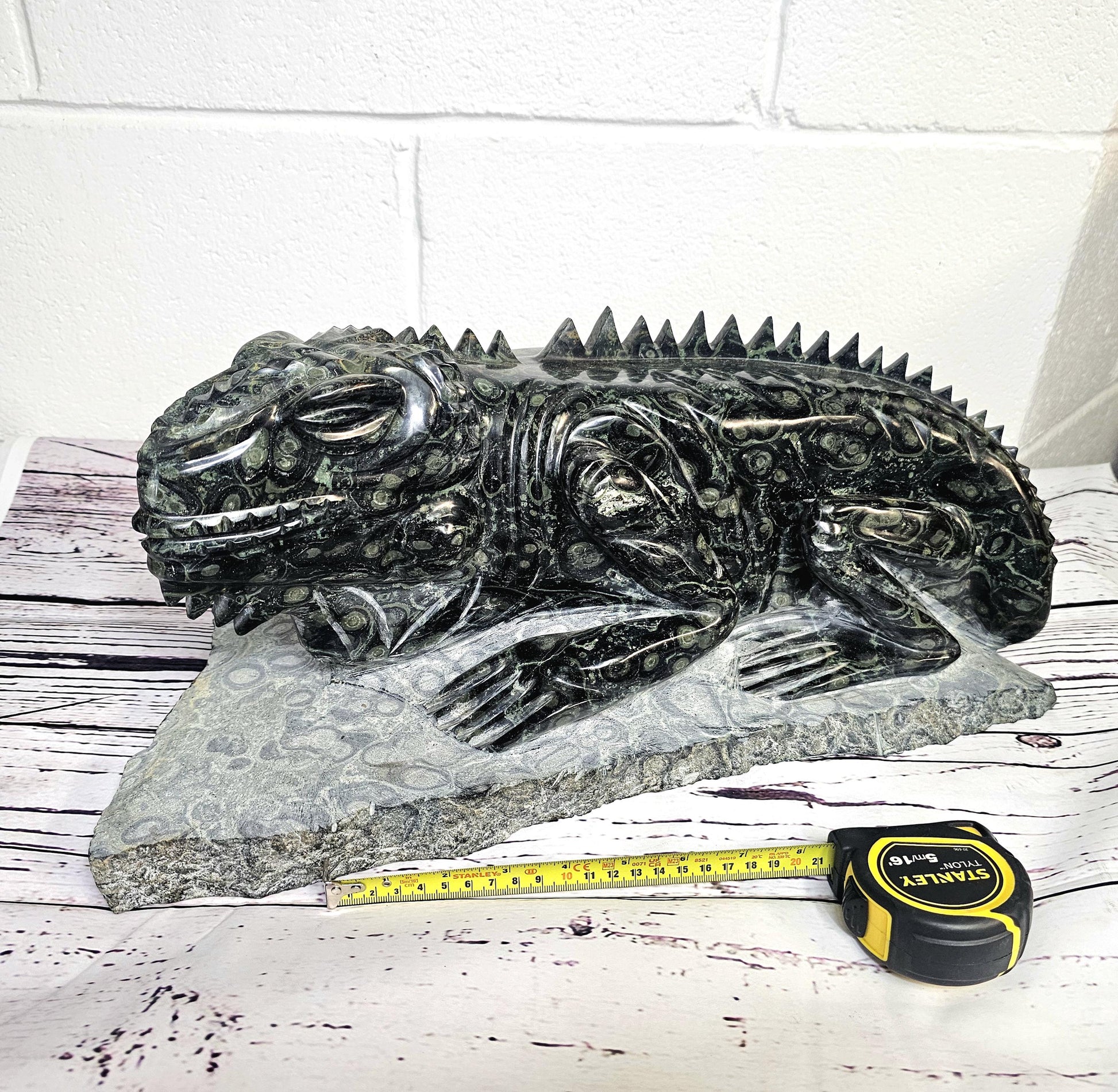 Luxury crystal carving of an Iguana made from Kambaba Jasper.