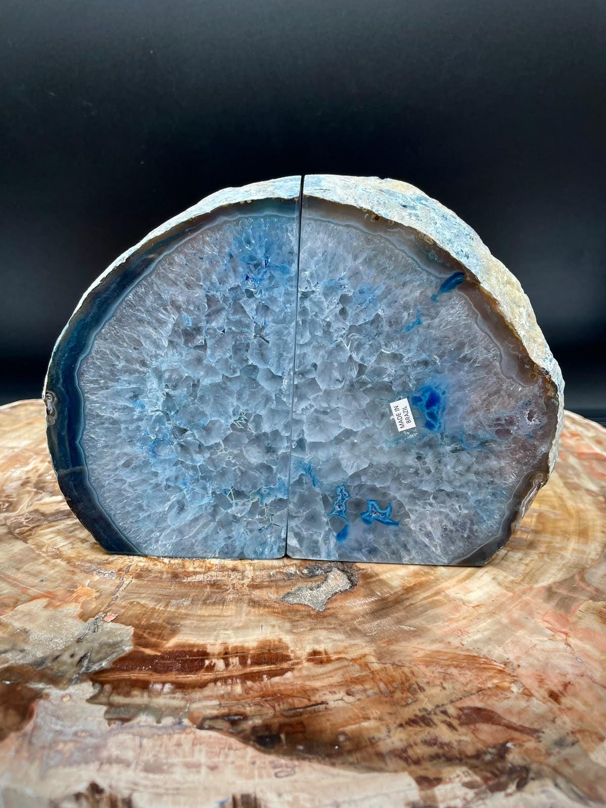 ndividual Blue Agate bookend pair