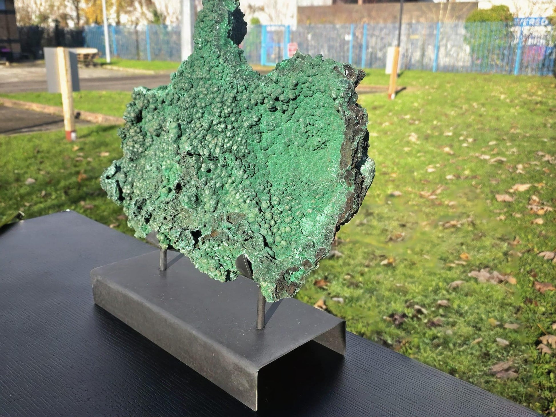 malachite crystal on stand for luxury interior design