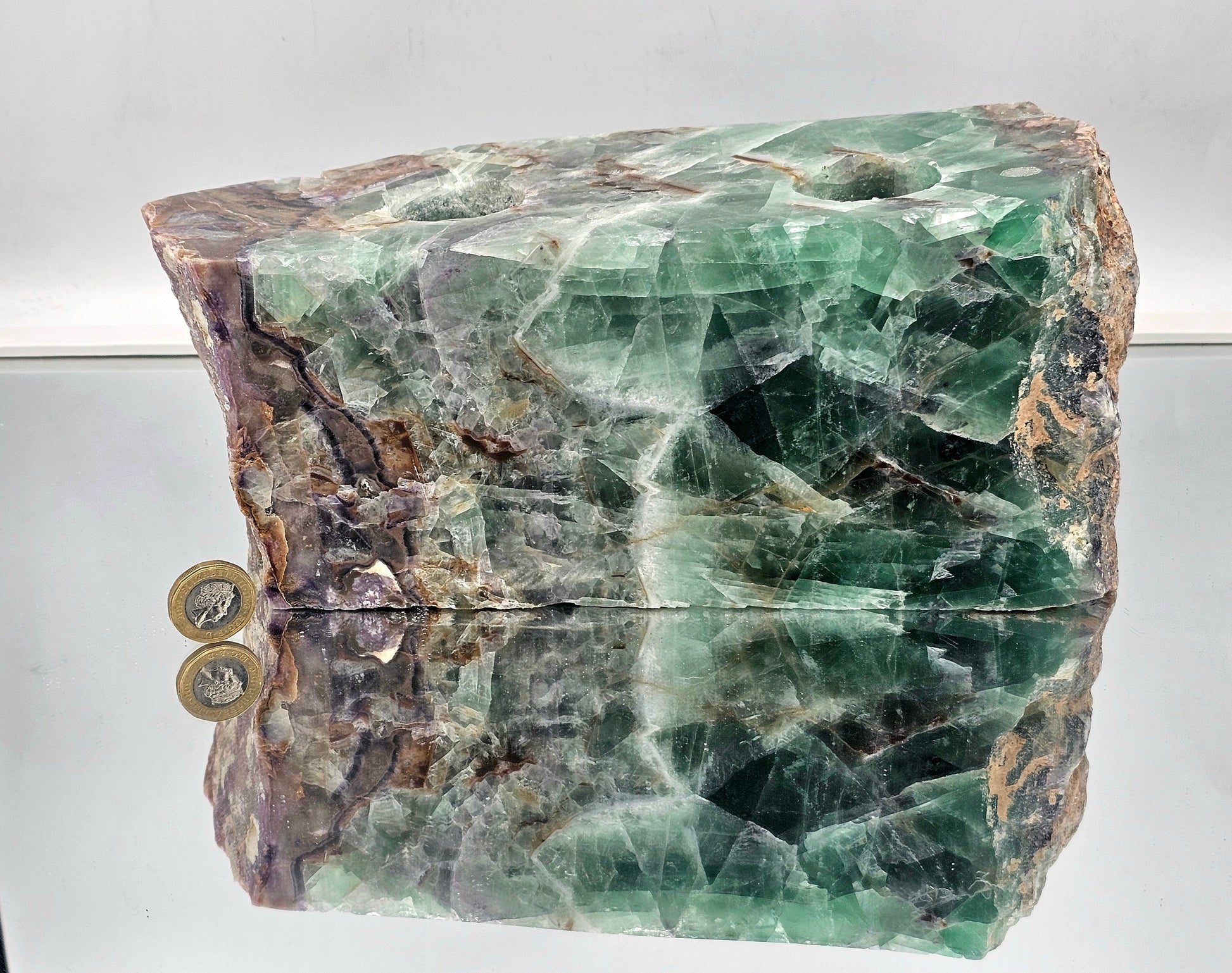 interior design crystals unique home decor Large Namibian Green Fluorite Crystal Candle Holder