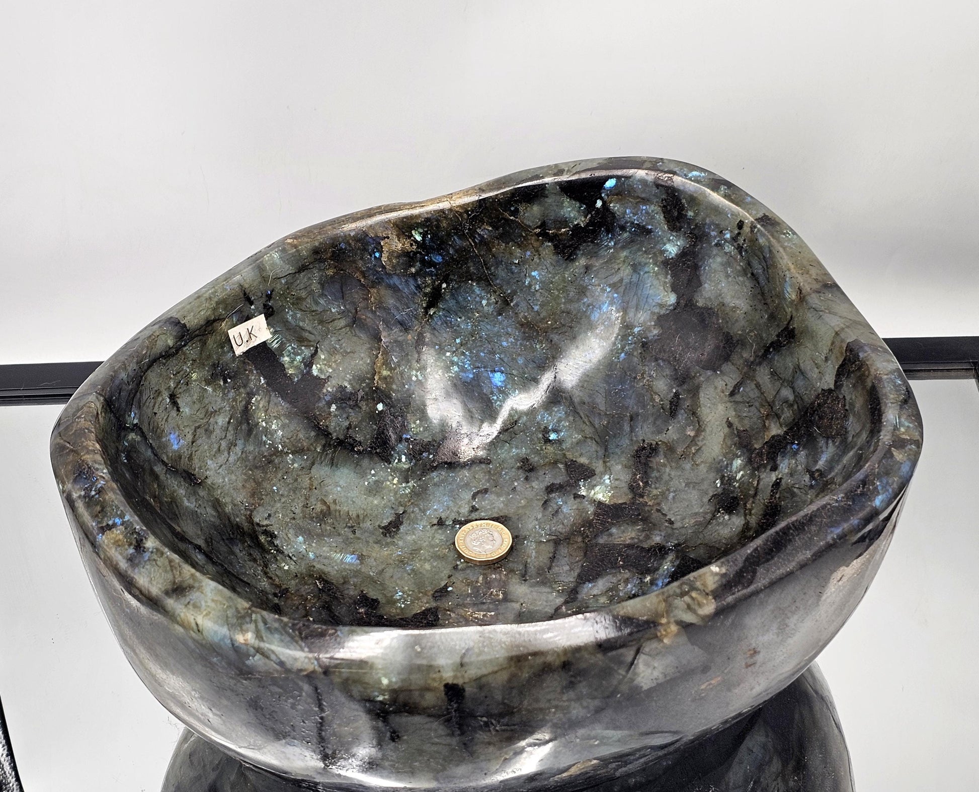 Spiritual home accessory, Labradorite Bowl for grounding and protection.