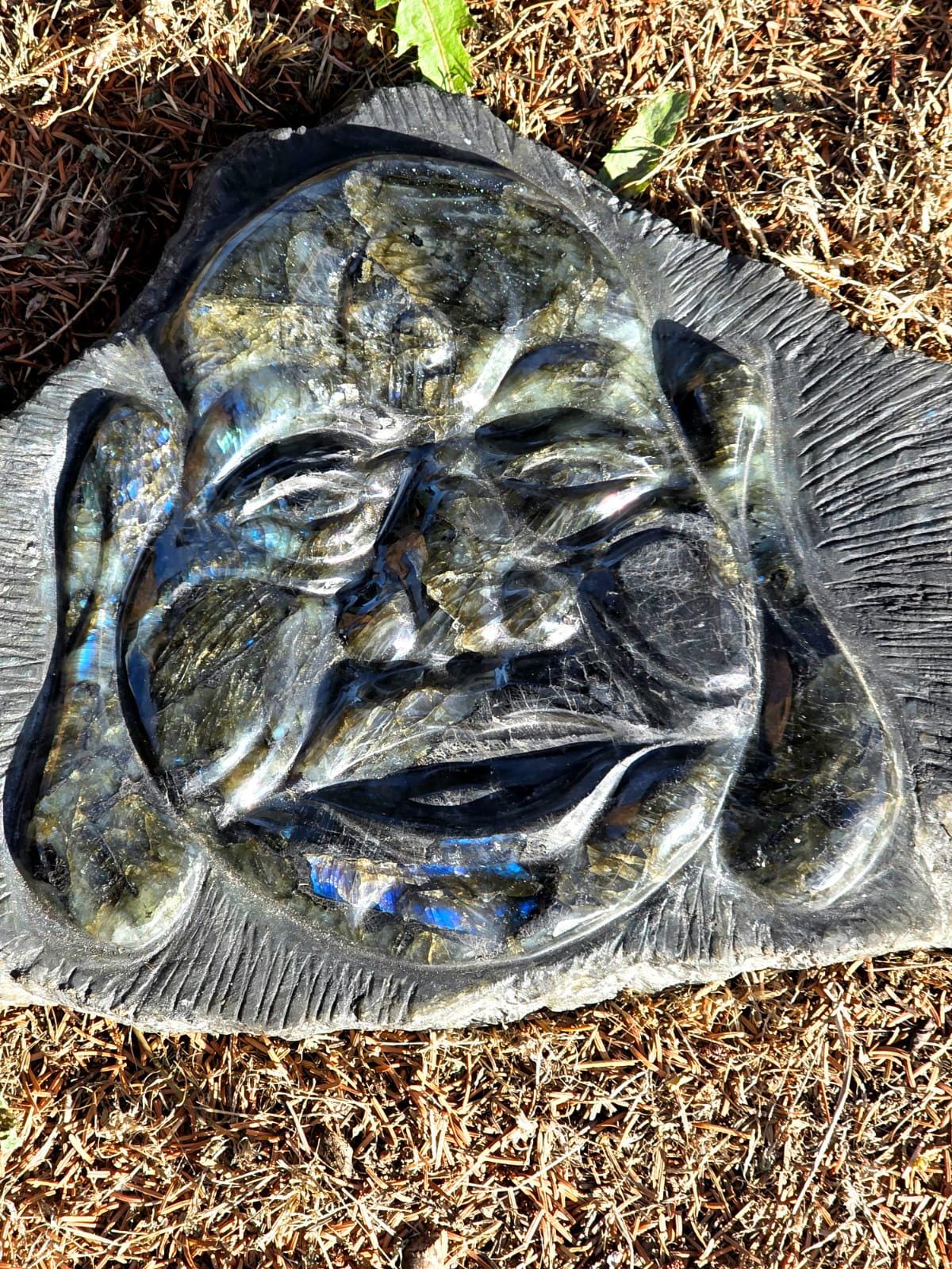Labradorite Buddha statement sculpture for distinctive home decor